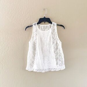 🌿Final Sale Hinge Anthro White‎ Lace and Crochet Sleeveless Top